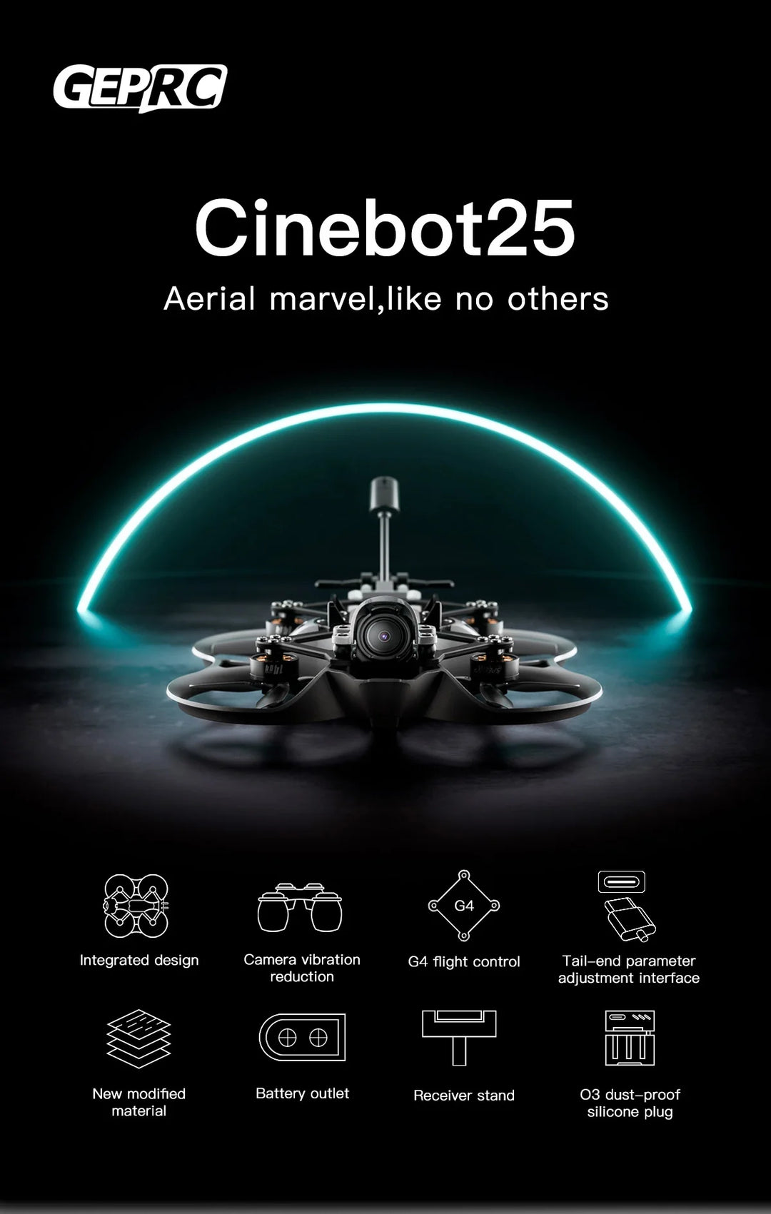 GEPRC Cinebot25 S HD O3 FPV Drone 2.5inch G4 45A AIO FC 1505 4300KV Motor RCintegrated 45A BLS ESC Racing Freestyle Quadcopter