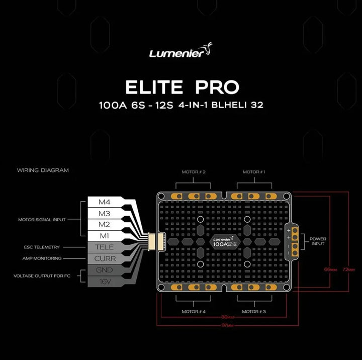 Lumenier ELITE PRO 100A V2 6-12S BLHeli_32 4-in-1 ESC  X8 Cinelifter FPVDRONE For RC FPV Drone Plane Quadcopter