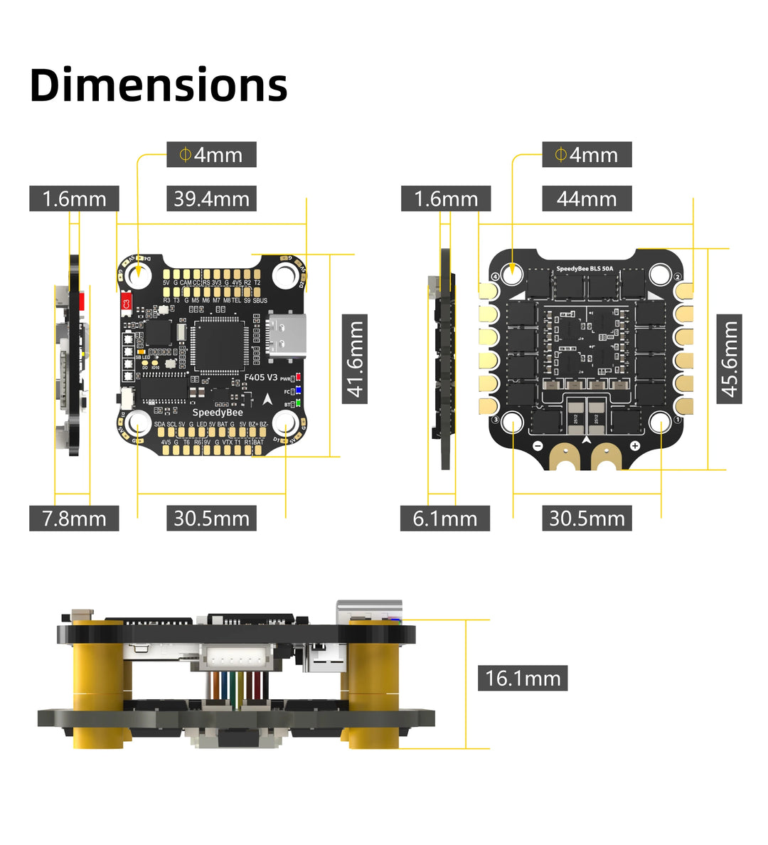 SpeedyBee F405 V3 30x30 Flight control + 50A BLS 4 in 1 ESC Fortinet