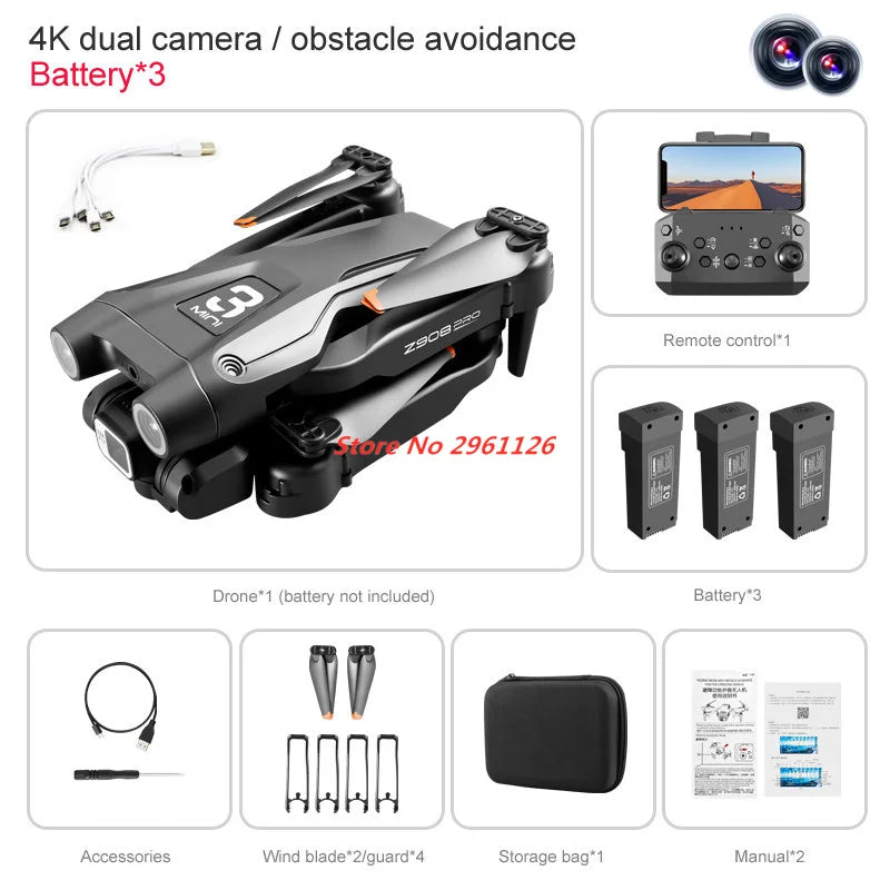 Professional 4K HD ESC Dual Camera Drone Optical Flow Location 4K Obstacle Avoidance Positon Quadcopter Toy Boy Kid Gift Airplan