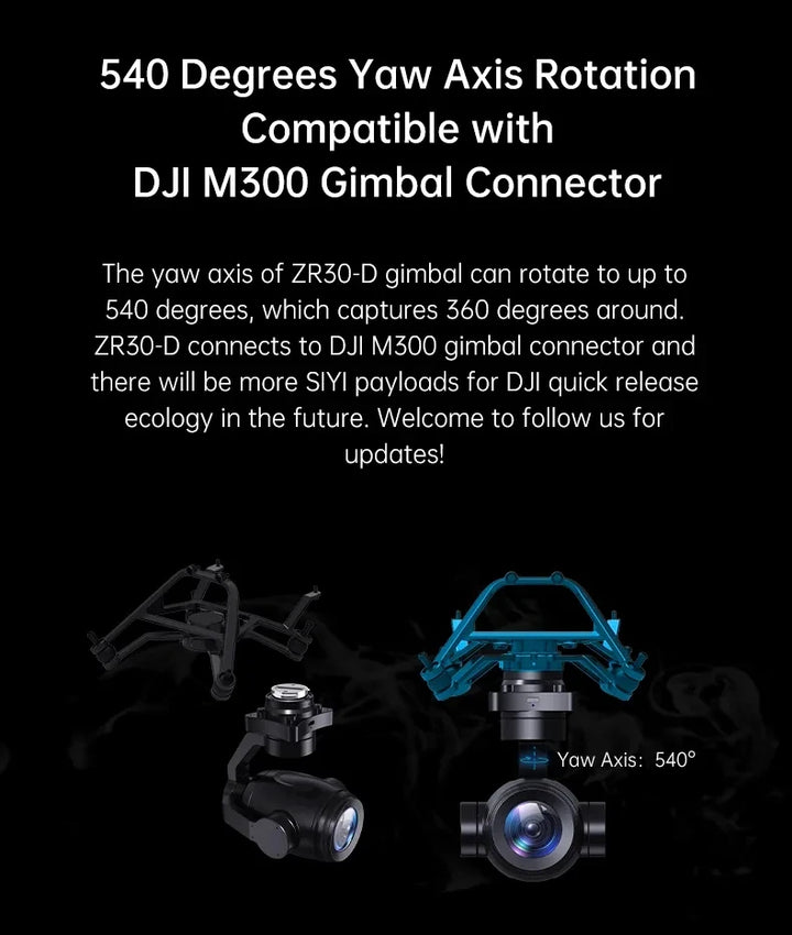 SIYI ZR30-D 4K 8MP Ultra HD 180X Hybrid 30X Optical Zoom Gimbal Camera DJI Matrice 300 RTK Drone M300 Payload Surveillance