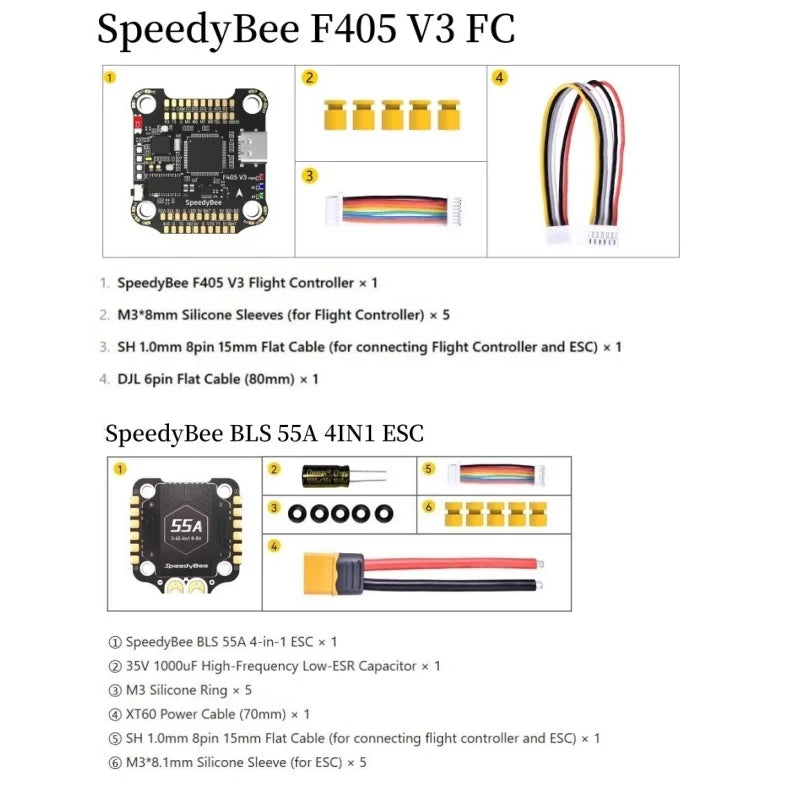 SpeedyBee F405 V4/V5 BLS 55A Flight Controller Stack - BMI270 30x30 4-in-1 ESC FPV Racing Drone