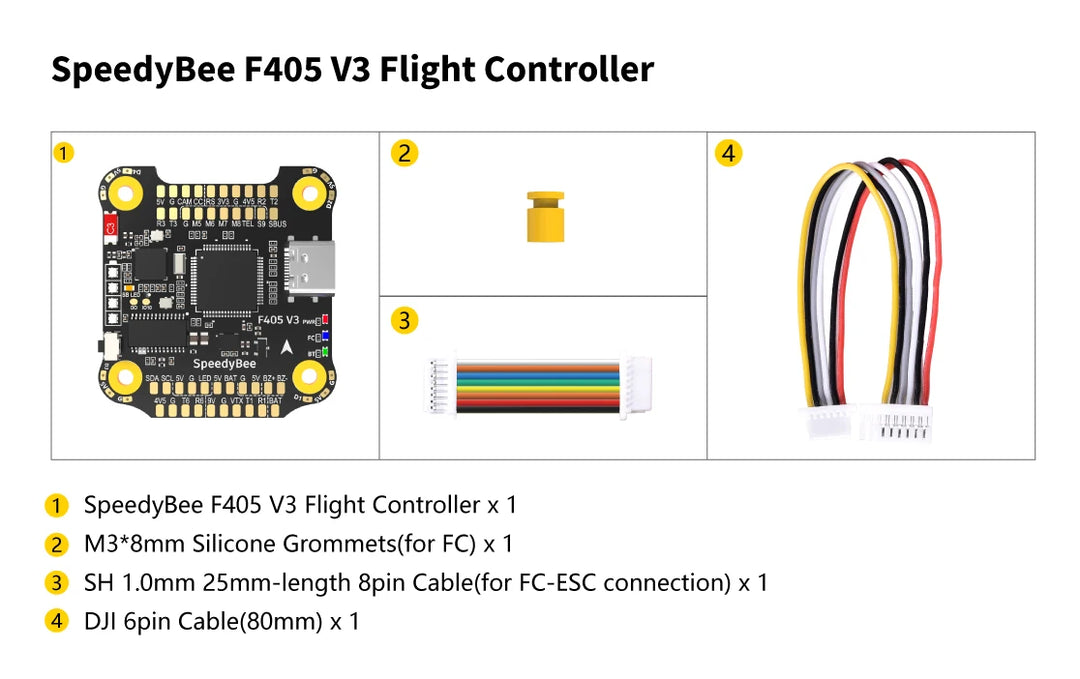 Speedybee F405 V3 50A Stack Fc Ecs Bmi270 30X30 Flight Controller Bls 4-In-1 Esc 3-6S Lipo For Rc Fpv Drone Runcam