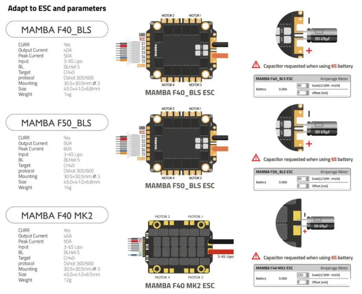 Diatone MAMBA F405MK2 F405 MK2 Betaflight Flight Controller w/ F40 40A F50A 50A 3-6S DSHOT600 ESC for FPV Racing Drone RC Models