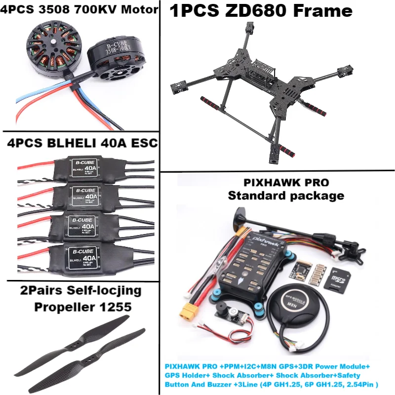 New ZD680 PRO M8N/M9N/M10 Full Carbon Fiber Hexa-Rotor Foldable Arm Hexacopter Frame Kit PIXHAWK with Unflodable Landing Gear