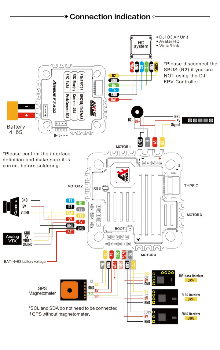 Axisflying ARGUS F7 AIO 40A (F722 Flight Controller+40A 4in1 ESC) 3~6S Lipo ICM42688P For RC Cinewhoops Freestyle Drones parts