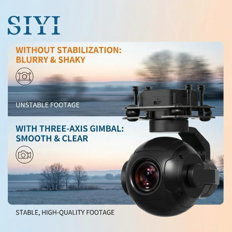 SIYI ZR10 3-Axis Gimbal Camera — 30X Zoom, 4K/60fps, Starlight Night Vision, IP53, UAV