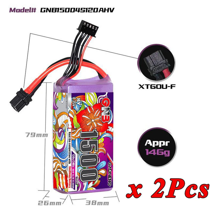 GNB 4S/6S LiPo Battery 120C - 1100/1300/1500/1850mAh XT60 FPV Racing Drone Helicopter