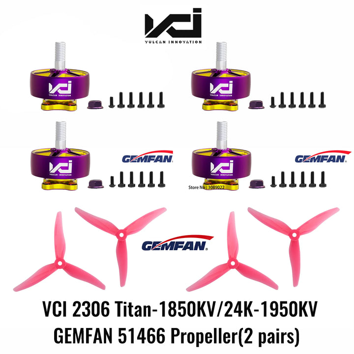 VCI HOBBY 2306 FPV Brushless Motor - 1850KV/1950KV 6S with GemFan Propeller