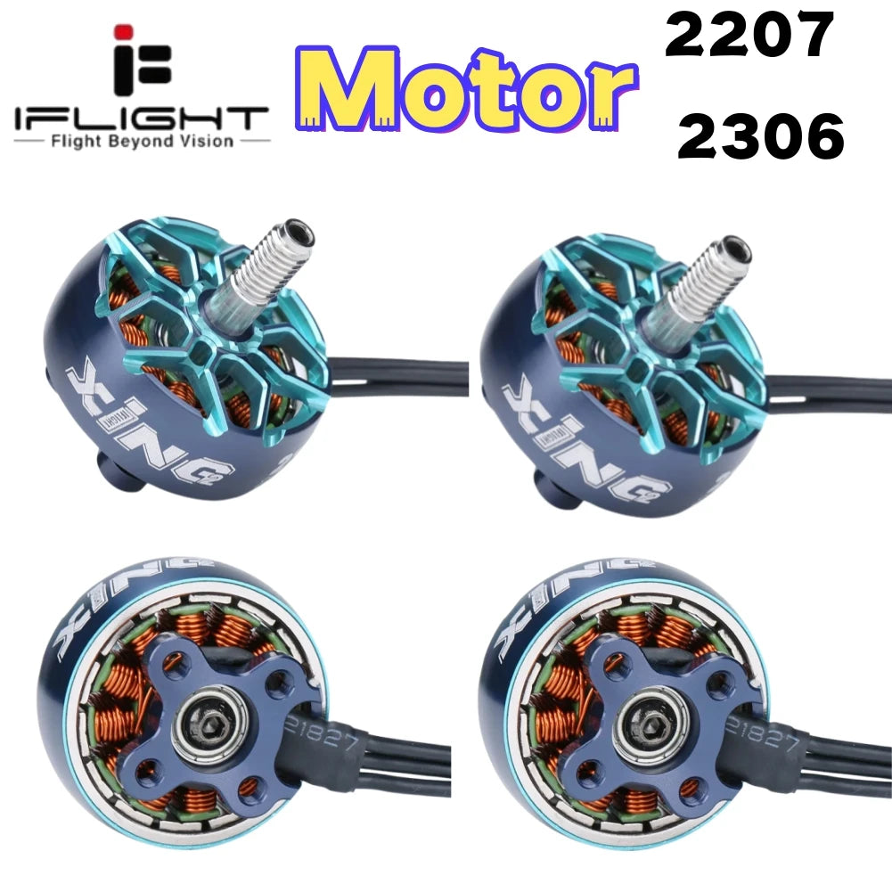 iFlight XING2 XING V2 2207 / 2306 1755 / 1855 / 2555 / 2755KV 4-6S Brushless FPV Motor with 5mm Shaft for RC FPV Drones