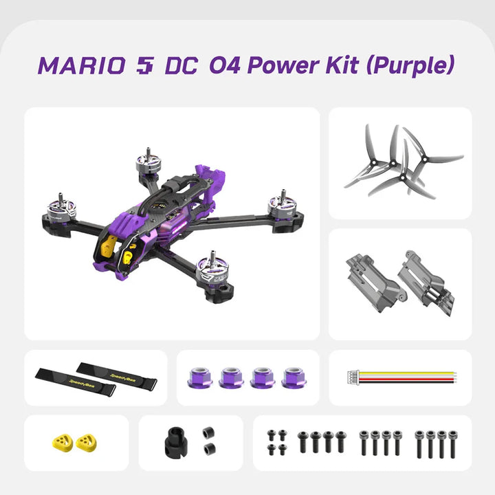 SpeedyBee Mario 5 FPV Drone — 5" Deadcat Carbon Fiber Frame, F405 V4 FC, DJI O4 Pro / DC / XH Power Kit Options