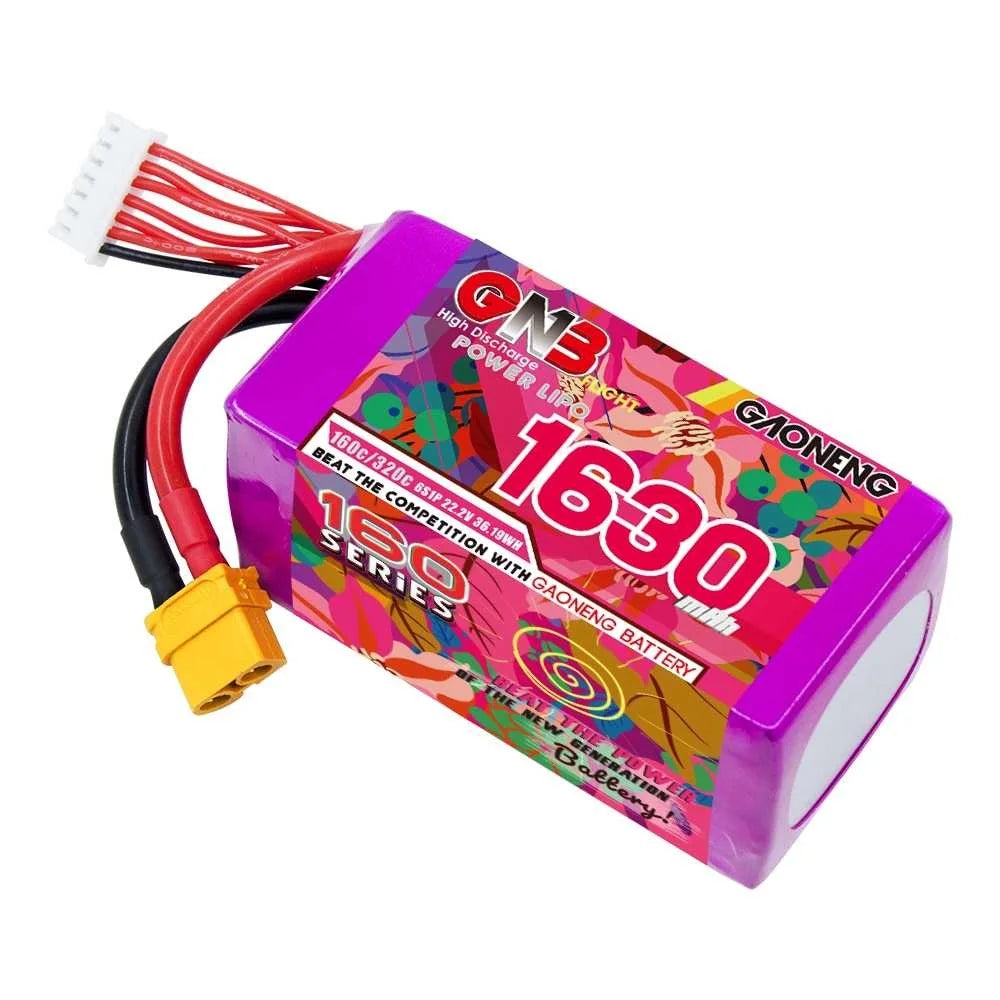 Gaoneng GNB 160C LiPo Battery XT60 — 4S & 6S, 1050-1730mAh for 3-6" FPV Drones