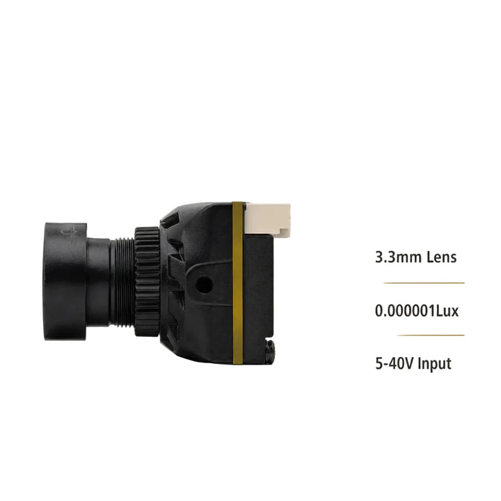 HGLRC L3 Mini Analog FPV Camera — 1800TVL, 1/2.9" CMOS, F1.0, 0.000001 Lux, Super WDR, 19×19mm, 5–40V, PAL/NTSC