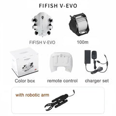 QYSEA FIFISH V-EVO Underwater ROV — 4K/60fps, 166° FOV, 360° Omnidirectional, AI Vision Lock, 5000 Lumen LEDs, 100m Cable
