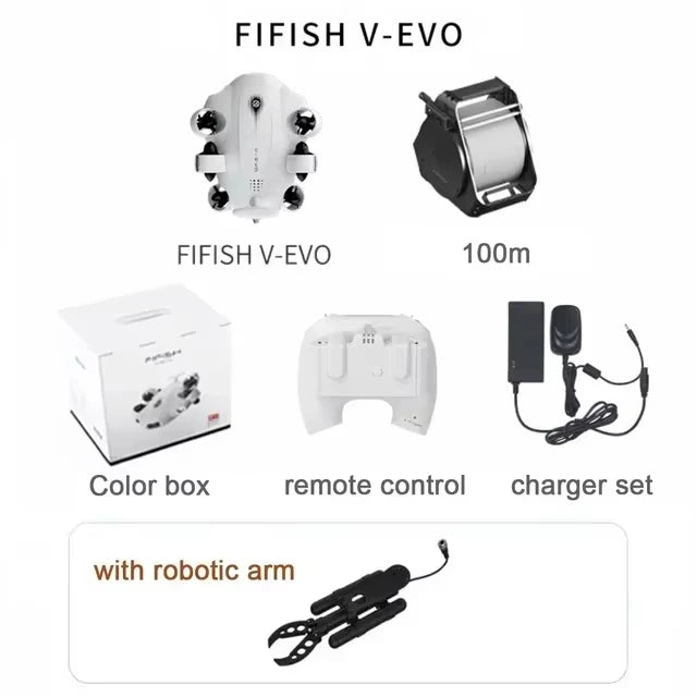 QYSEA FIFISH V-EVO Underwater ROV — 4K/60fps, 166° FOV, 360° Omnidirectional, AI Vision Lock, 5000 Lumen LEDs, 100m Cable