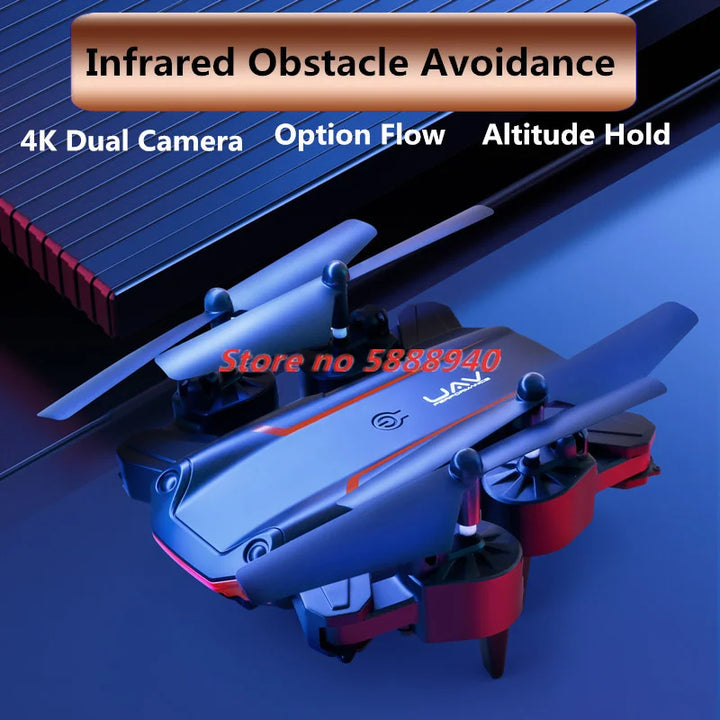 4K HD Dual Camera RC Dron Mini Drone Three-way Infrared Obstacle Avoidance Altitude Hold Mode Foldable RC Quadcopter With Bag To