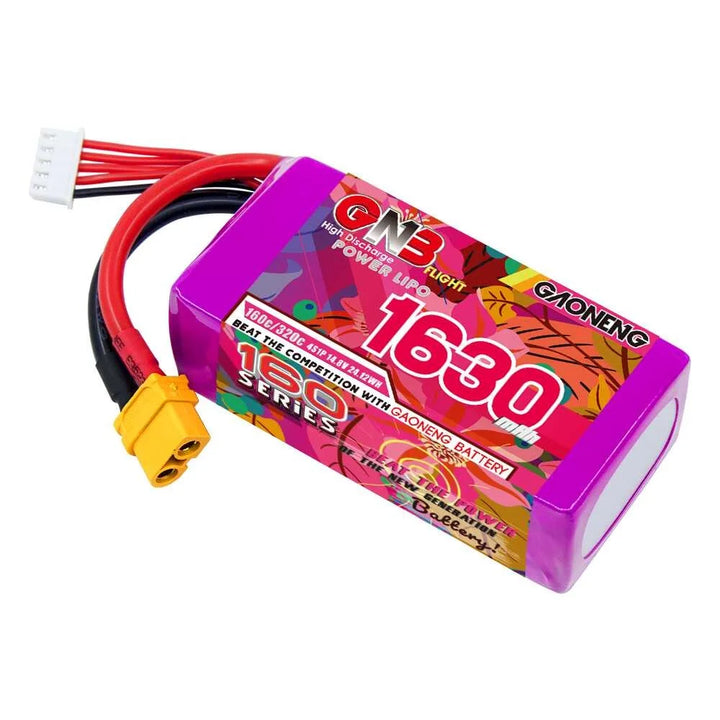 Gaoneng GNB 160C LiPo Battery XT60 — 4S & 6S, 1050-1730mAh for 3-6" FPV Drones