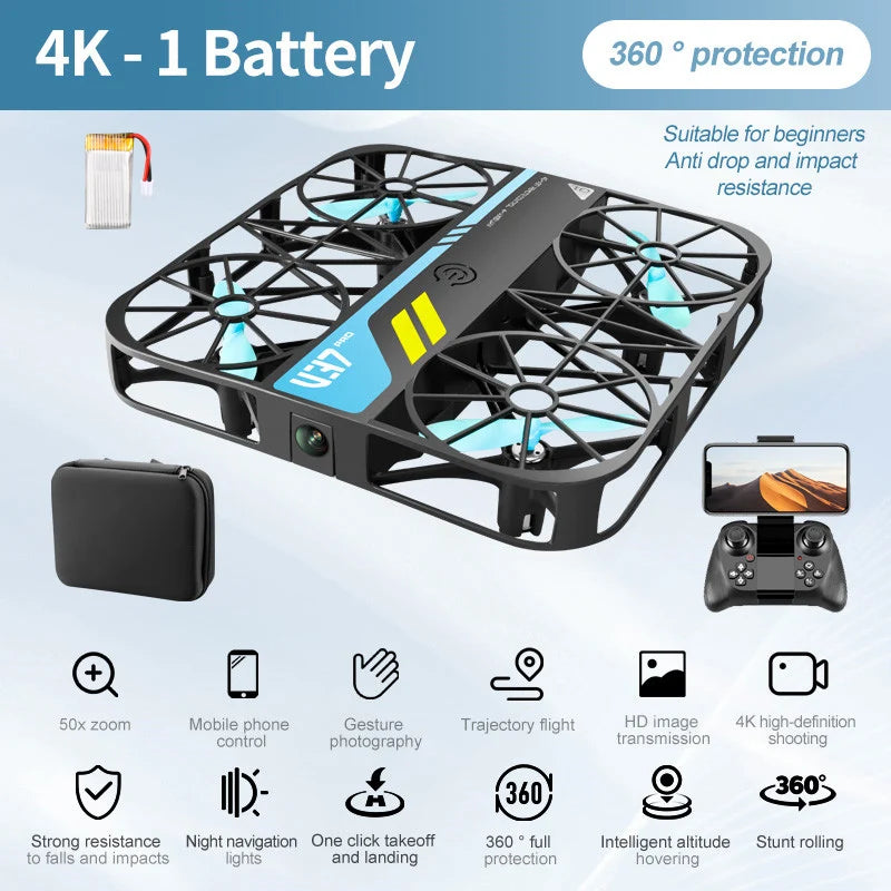 4DRC V37 New Mini 8K Drone with Camera 4K HD Easy To Carry WiFi FPV Drone Pocket Rc Helicopter Quadcopter Family Toys Gift