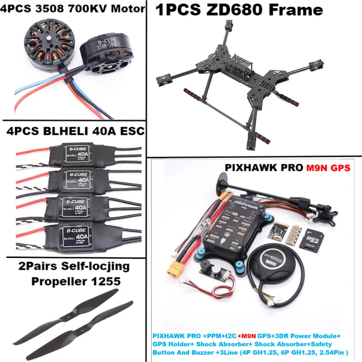 New ZD680 PRO M8N/M9N/M10 Full Carbon Fiber Hexa-Rotor Foldable Arm Hexacopter Frame Kit PIXHAWK with Unflodable Landing Gear