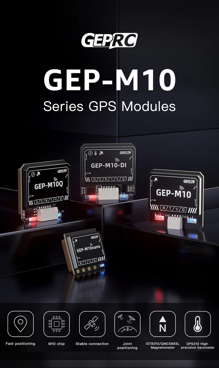 GEPRC GEP-M10 Series GPS Built-in Flash Chip QMC5883L Magnetometer DPS310 Barometer Accurate and Farad Capacitor for FPV Drone