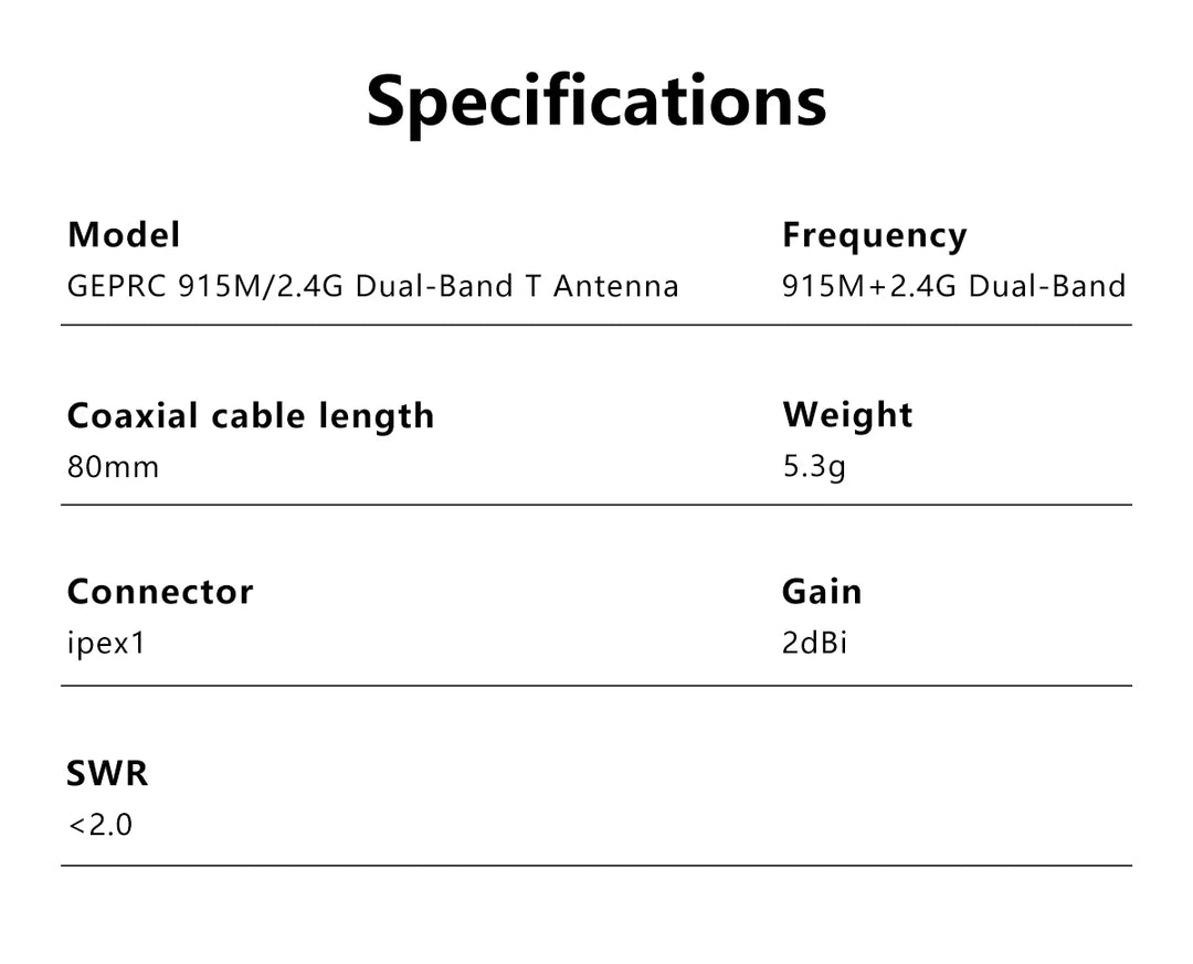 GEPRC 915M/2.4G Dual-Band T Antenna 80mm ELRS Dual-band Receivers DIY RC FPV Quadcopter Freestyle Drone Replacement Parts