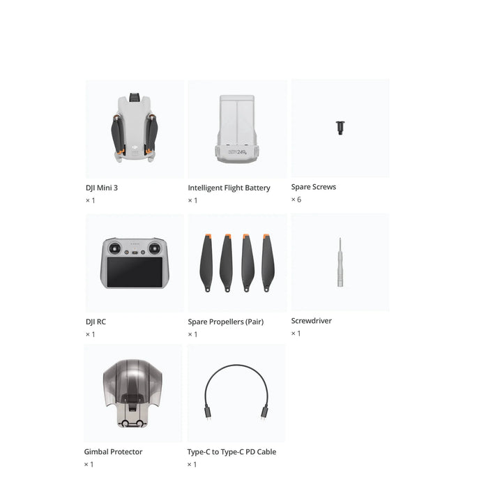 DJI Mini 3 Drone Kit — with RC Remote (Screen), 4K HDR, 1/1.3" Sensor, 3-Axis Gimbal, 248g, 10km O3, True Vertical Shooting, Brand New Unactivated