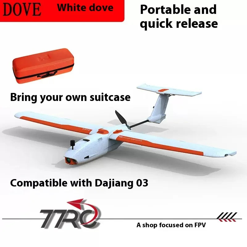 White Fixed Wing Fpv Carrier 1050mm Portable Quick Disassembly Novice Drop Resistant Long Endurance