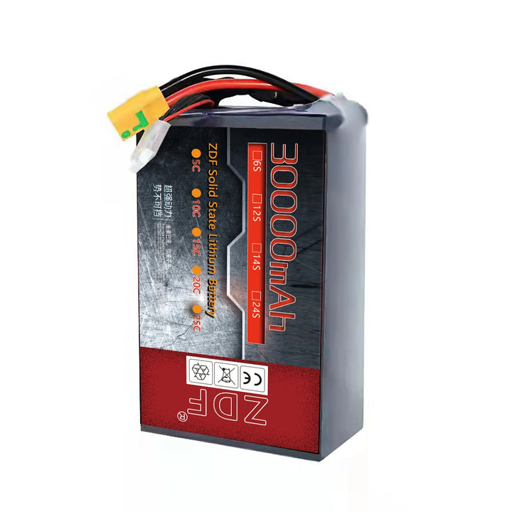 ZDF Power 30Ah Solid-State Li-Ion Battery Pack — 6S / 12S / 14S / 24S, 4C/5C, CE/RoHS/UN38.3, for VTOL, UAV & Industrial Drone