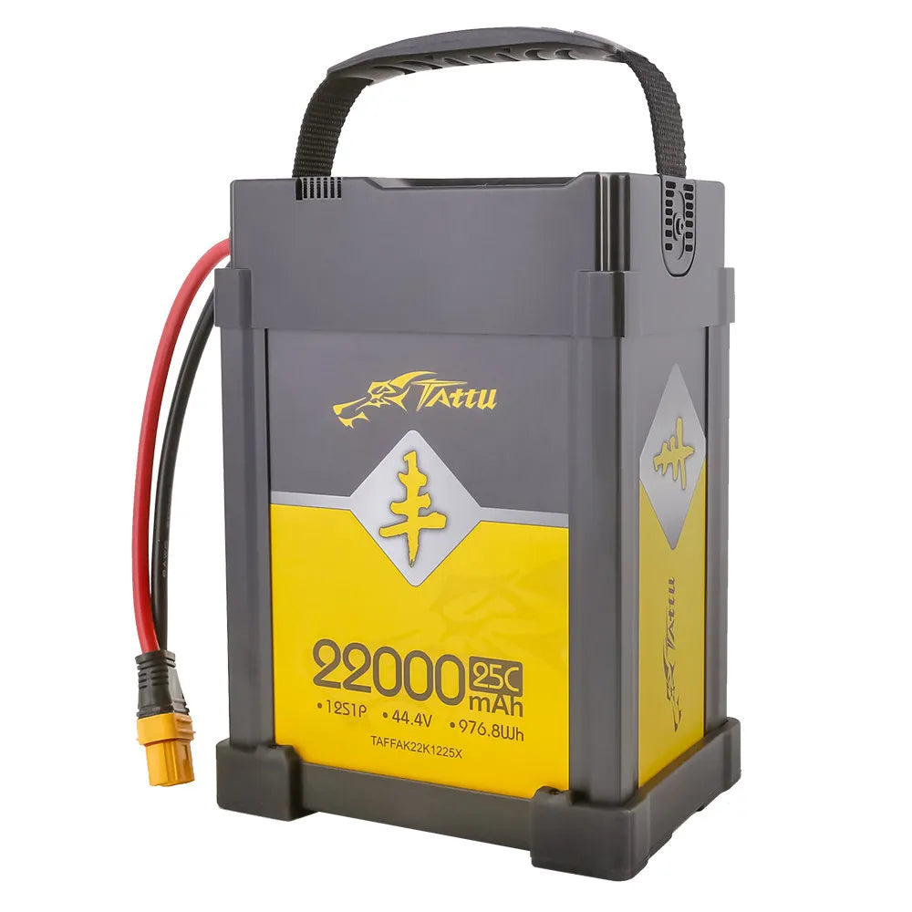TATTU 12S LiPo Battery — 16000mAh / 22000mAh, 44.4V / 45.6V HV, 25C, AS150U, UAV