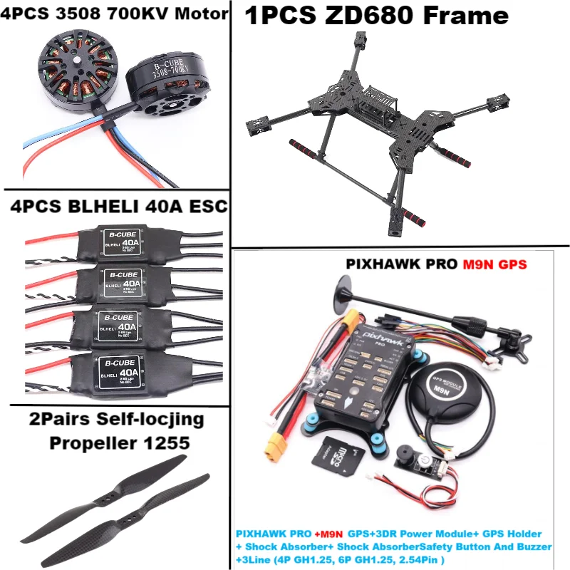 New ZD680 PRO M8N/M9N/M10 Full Carbon Fiber Hexa-Rotor Foldable Arm Hexacopter Frame Kit PIXHAWK with Unflodable Landing Gear