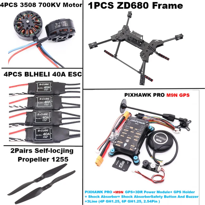 New ZD680 PRO M8N/M9N/M10 Full Carbon Fiber Hexa-Rotor Foldable Arm Hexacopter Frame Kit PIXHAWK with Unflodable Landing Gear