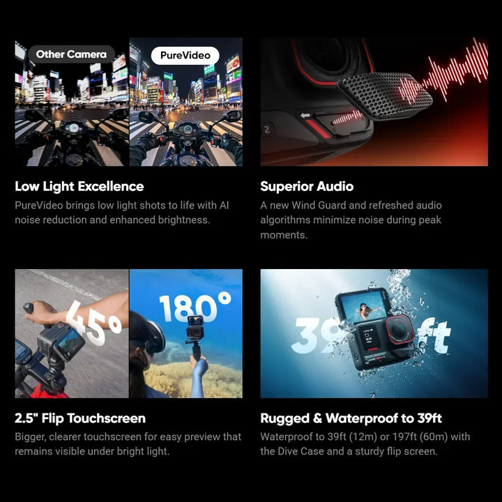 Insta360 Ace Pro 2 Action Camera — Leica Lens, 1/1.3" 8K Sensor, Dual AI Chip, 2.5" Flip Screen, Waterproof, Wind Guard, Single/Dual Battery