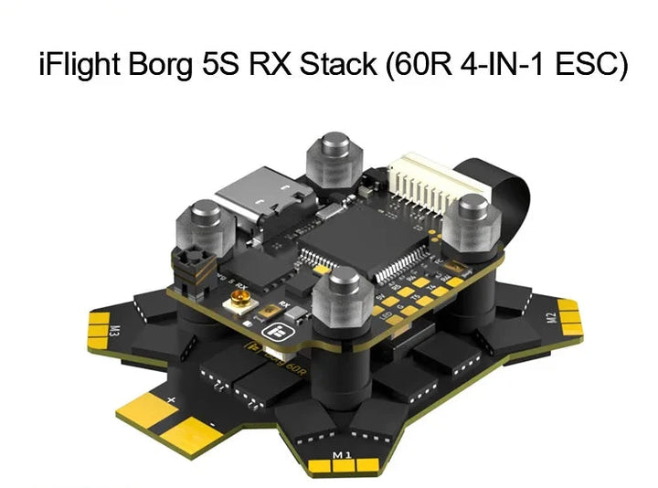 iFlight Borg 5S RX Stack (60R ESC) Flight Controller Built-in ELRS 2.4GHz Receiver Support LIHV battery for Racing FPV Parts