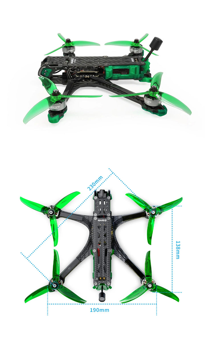 GEPRC New MARK5 HD O3 Freestyle FPV Drone VTX O3 Air Unit Green System 6S RC FPV Built Bluetooth Quadcopter Freestyle Drone