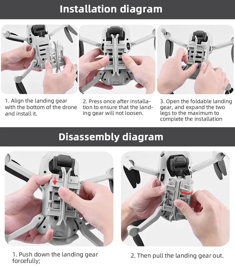 Foldable Landing Gear for DJI Mavic Mini 1/2/3/Air 2/2S/Pro Support Leg Height Extender Stand Mount Protector Drone Accessory