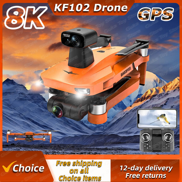 Hot KF102 MAX GPS Drone RC - 4K/8K Professional Camera, 2-Axis Gimbal, Brushless, Foldable Quadcopter