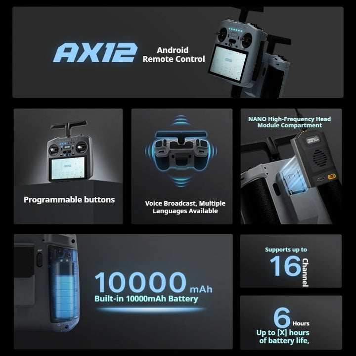 RadioMaster AX12 Android FPV Radio Controller ELRS 2.4G HD Touchscreen HDMI