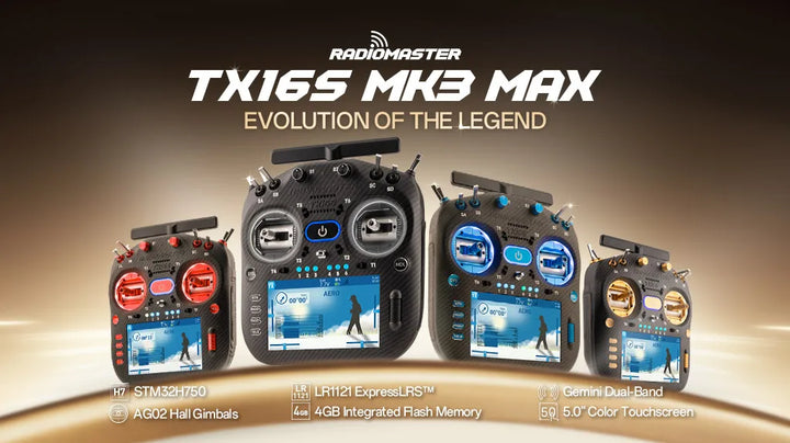 RadioMaster TX16S MK3 MAX Radio Controller - ELRS 16CH 2.4G AG02 CNC Hall Gimbals 5" IPS Touchscreen EdgeTX