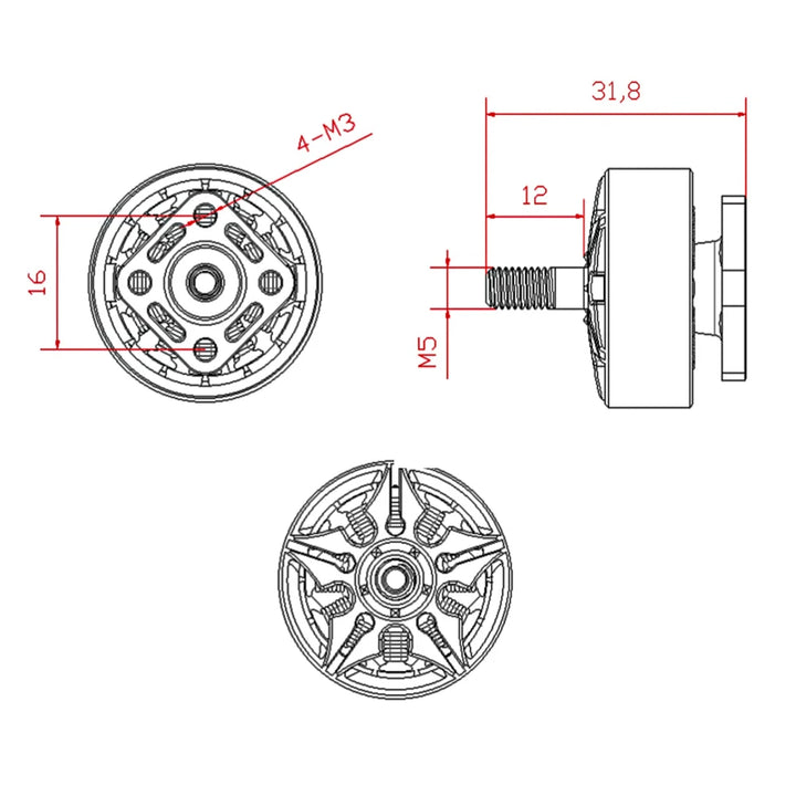 BZGNSS Chuanyun Series 2207 1960KV Brushless Motor — 6S, Turbo-Cooled, 5-Inch FPV Racing & Freestyle