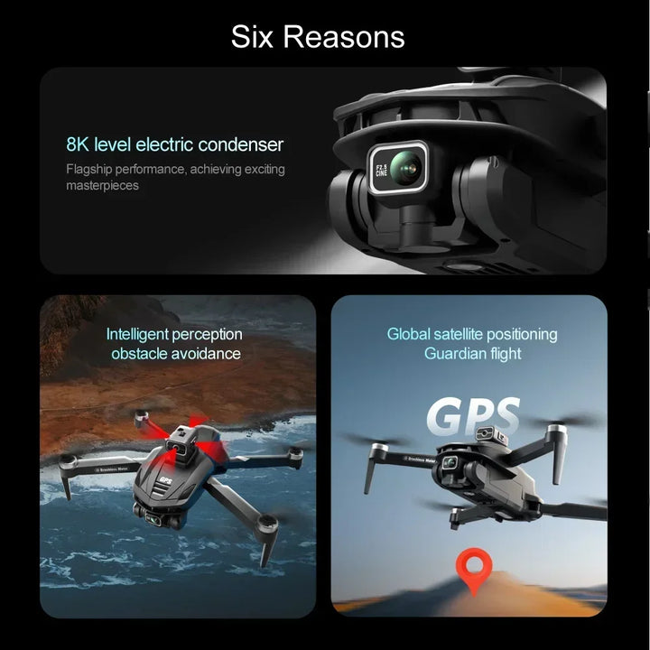 New V168 Drone Professinal Three Camera 8K Wide Angle Optical GPS Localization Four-way Obstacle Avoidance Quadcopter For XIAOMI