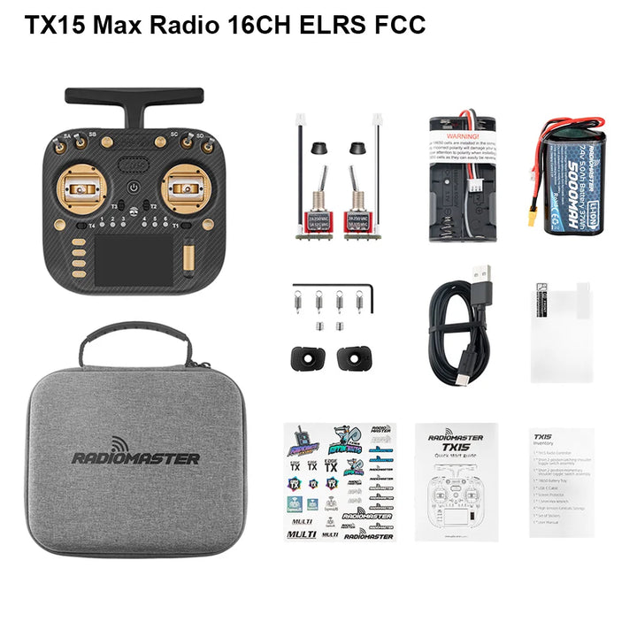 RadioMaster TX15 MAX 16CH Radio Controller - ELRS 2.4GHz AG02 Gimbals