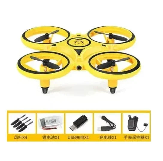 2025New RC Mini Quadcopter Induction Drone Smart Watch Remote Sensing Gesture Aircraft UFO Hand Control Drone Altitude Hold Kids