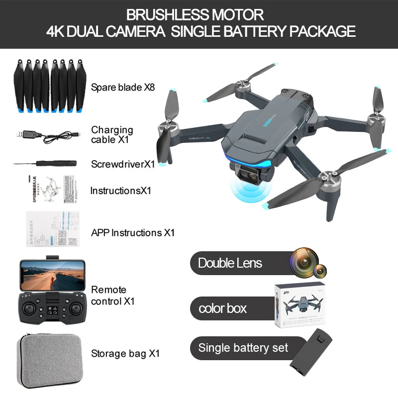 F194 5G GPS Professional Drone with 4K HD ESC Dual Cameras - Foldable WiFi FPV RC Quadcopter for Aerial Photography