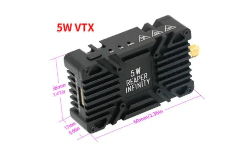 Foxeer Reaper Infinity V2 5.8GHz VTX — 2.5W / 5W / 10W, 80CH, 9–36V, 48g, 20×20mm, SMA, for FPV Long Range Drones