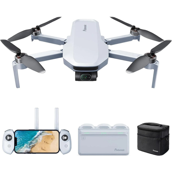 Potensic ATOM Fly More Combo — 4K/30fps Sony CMOS, 3-Axis Gimbal, Under 249g, 6km Range, GPS, 3 Batteries
