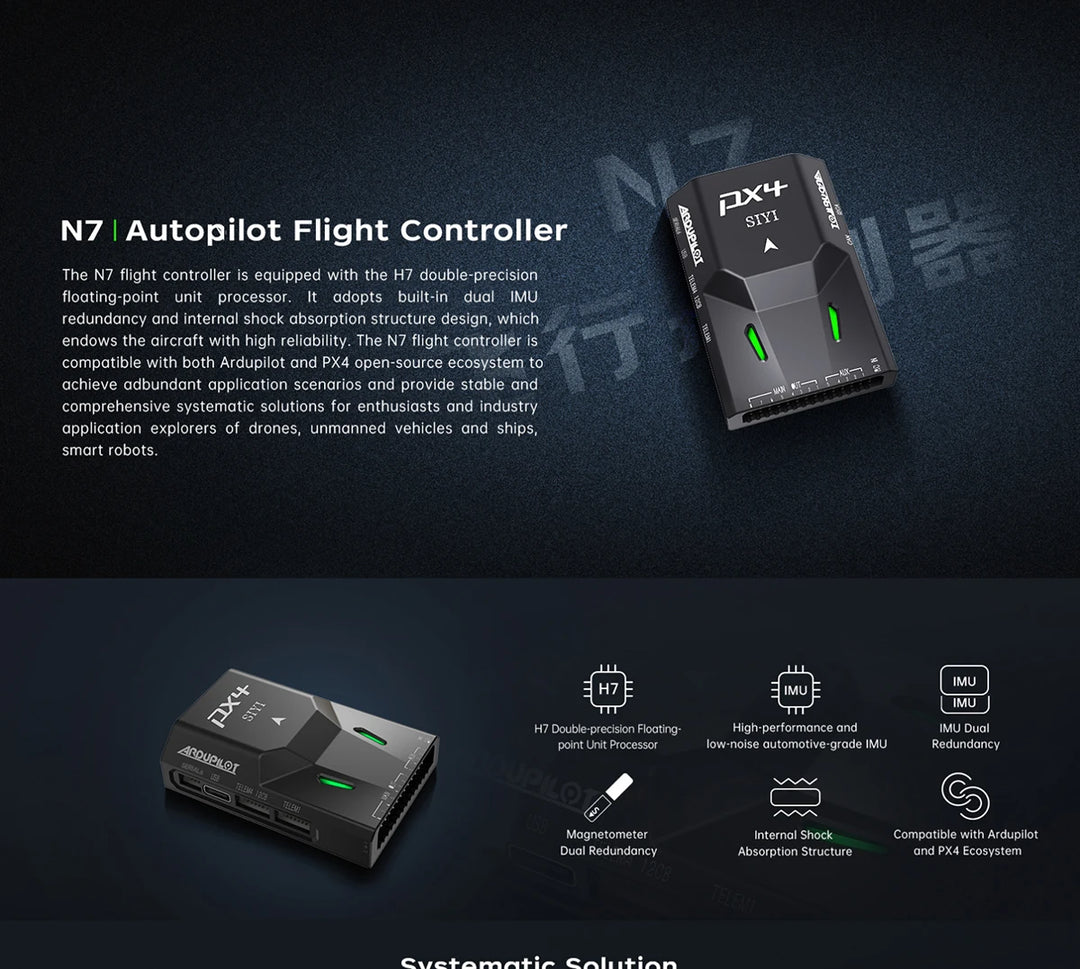 SIYI N7 Autopilot Flight Controller Compatible with Ardupilot and PX4 Ecosystem M9N GPS and 2 to 14S Power Module For Drone UAV