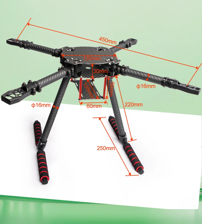 X400 X450 X500 X550 Carbon Fiber Quadcopter Frame Kit, 4-Axis FPV Training Drone for 8-13 Inch Propeller