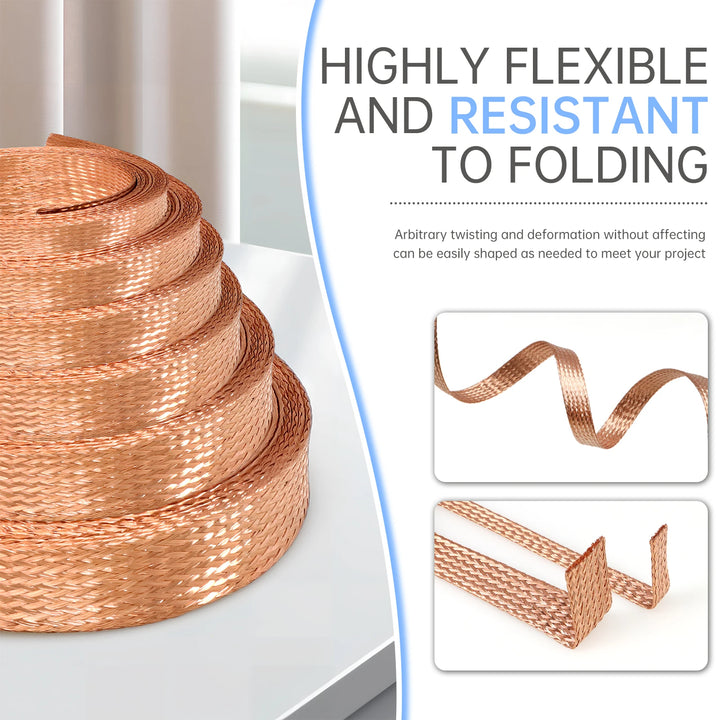 Pure & Tinned Copper Braided Shielded Sleeve — 2–28mm, 1/5/10m, EMI RF Shielding for FPV, Audio, Automotive