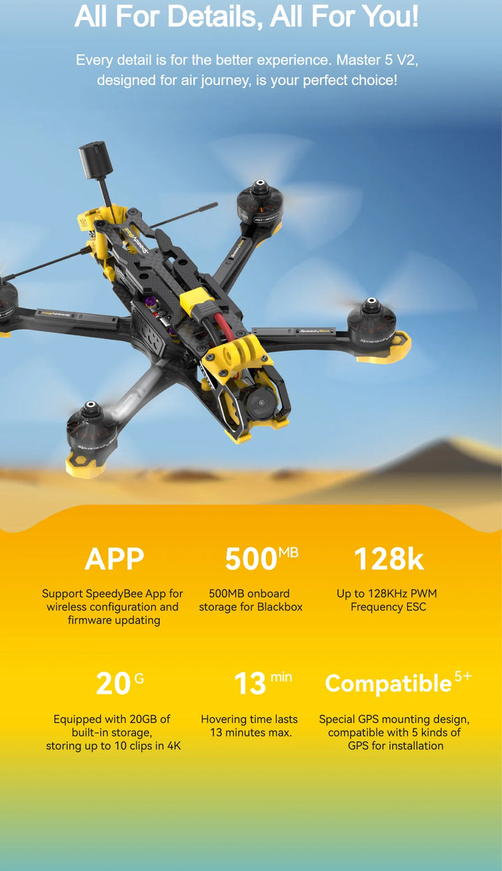 SpeedyBee Master 5 V2 5" FPV Drone - DJI O3 Air Unit F405 V3 2306 1900KV 6S