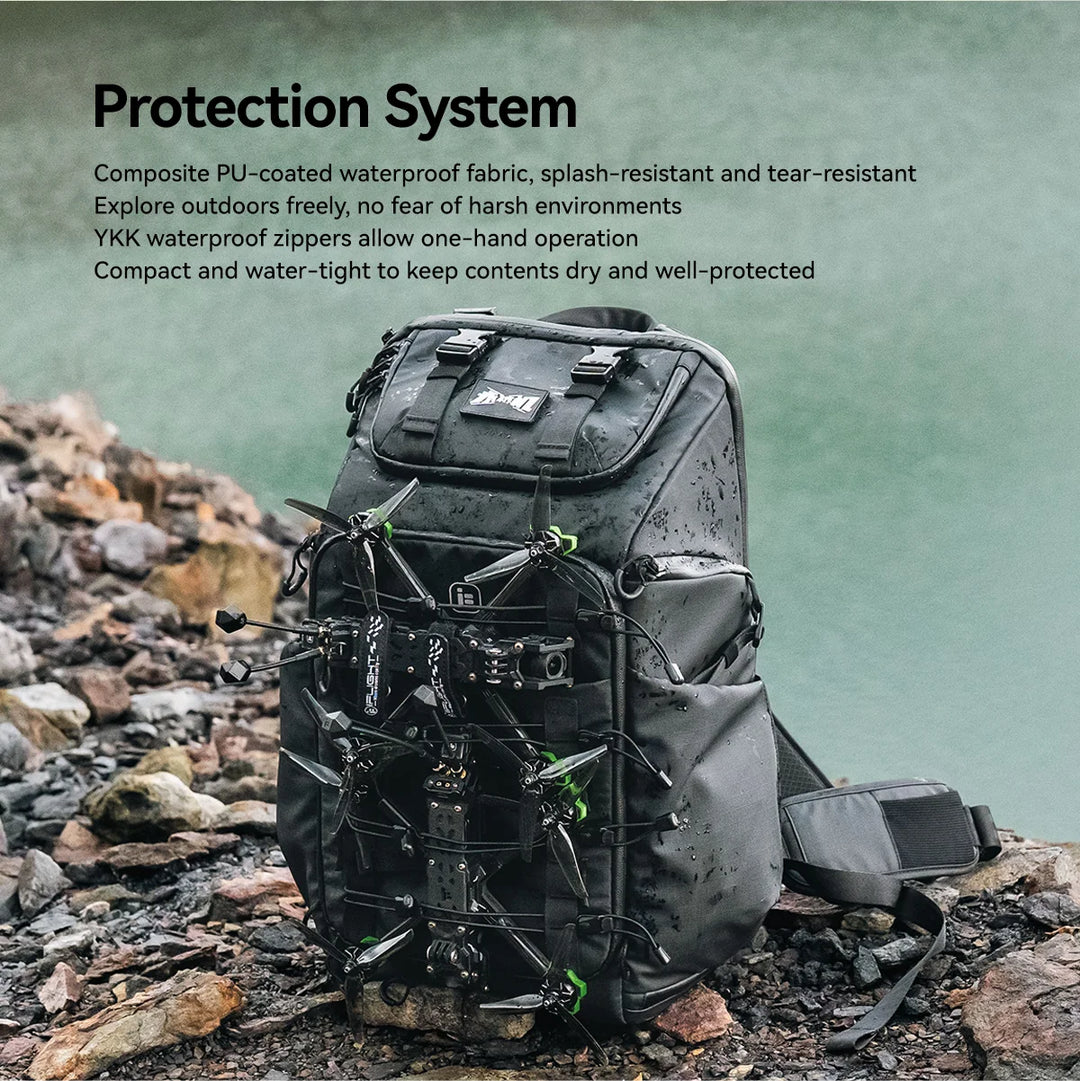 FPV Drone Backpack V2 540X380X220mm 35 Liter Volume Resizable Compartments Ntegrated RGB Light Strips For FPV Drone Goggles